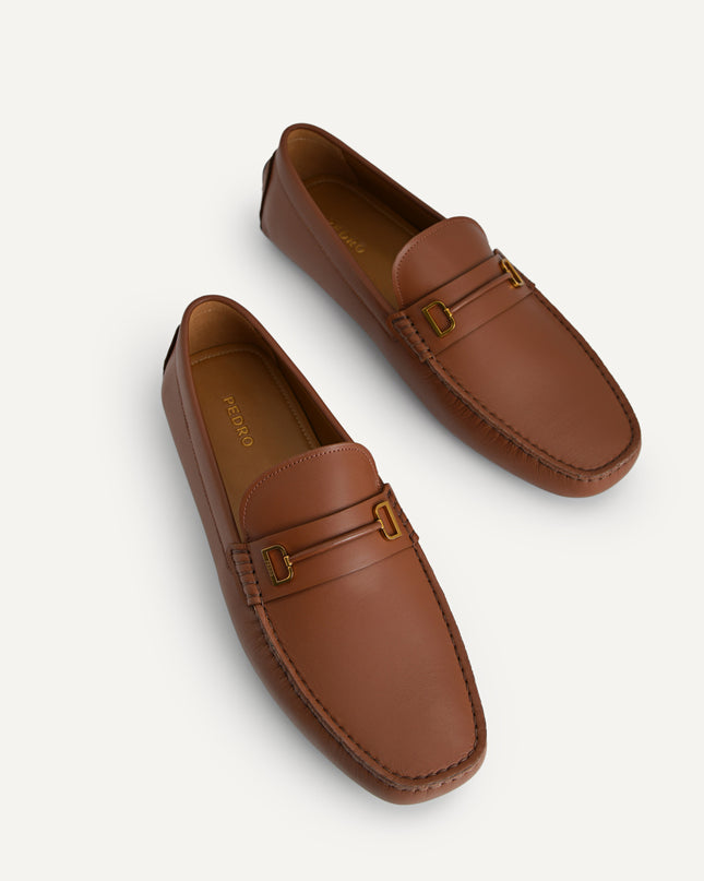 Leather Moccasins with Metal Bit - Cognac