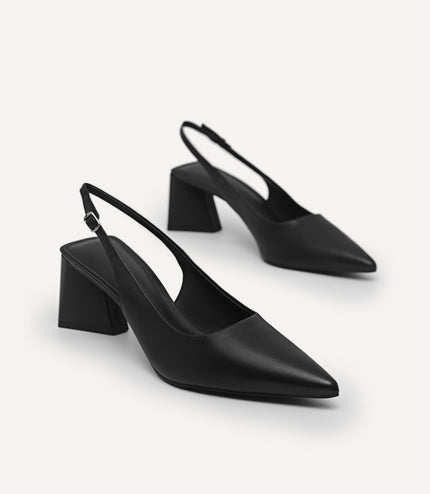 Leather Pointed Slingback Pumps