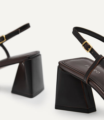 Leather Square-Toe Slingback Pumps