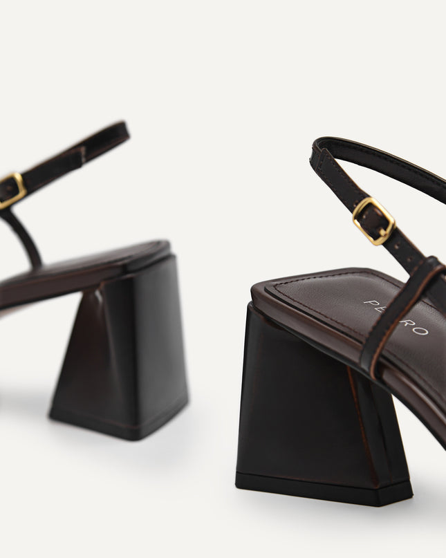 Leather Square-Toe Slingback Pumps