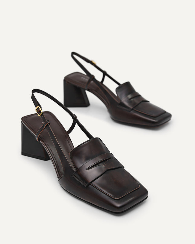 Leather Square-Toe Slingback Pumps