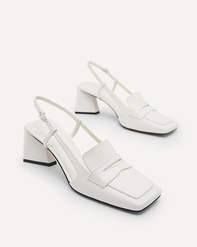 Leather Square-Toe Slingback Pumps