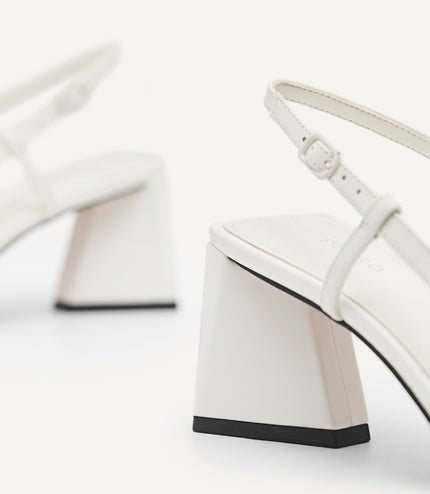 Leather Square-Toe Slingback Pumps