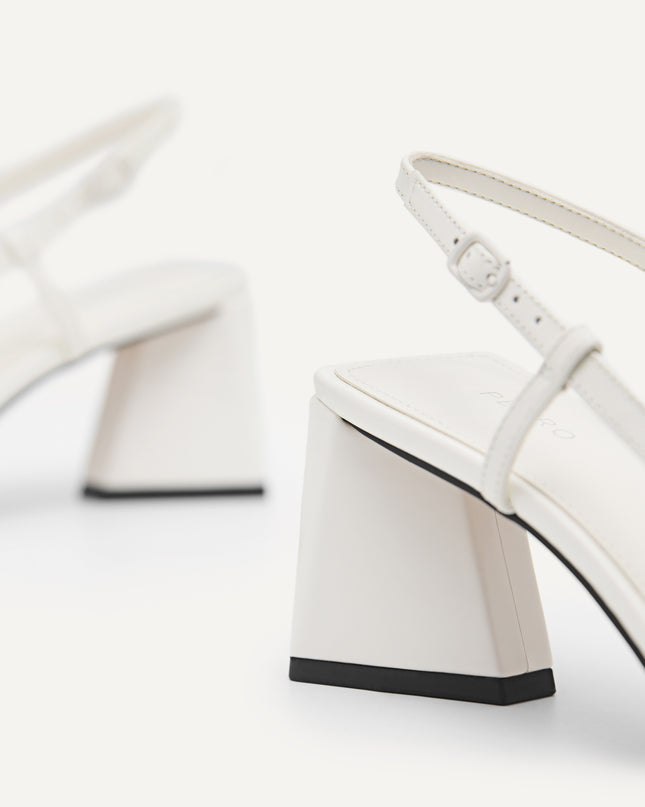 Leather Square-Toe Slingback Pumps