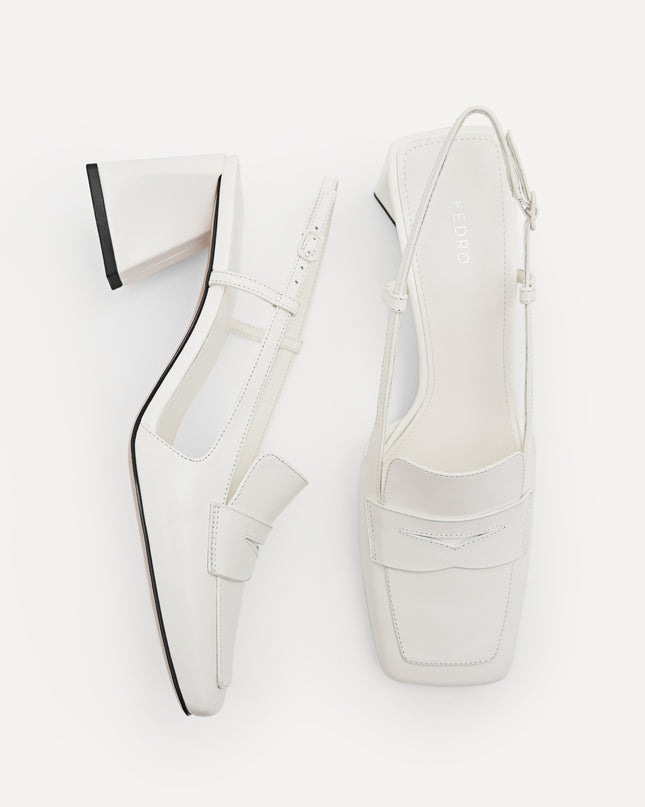 Leather Square-Toe Slingback Pumps