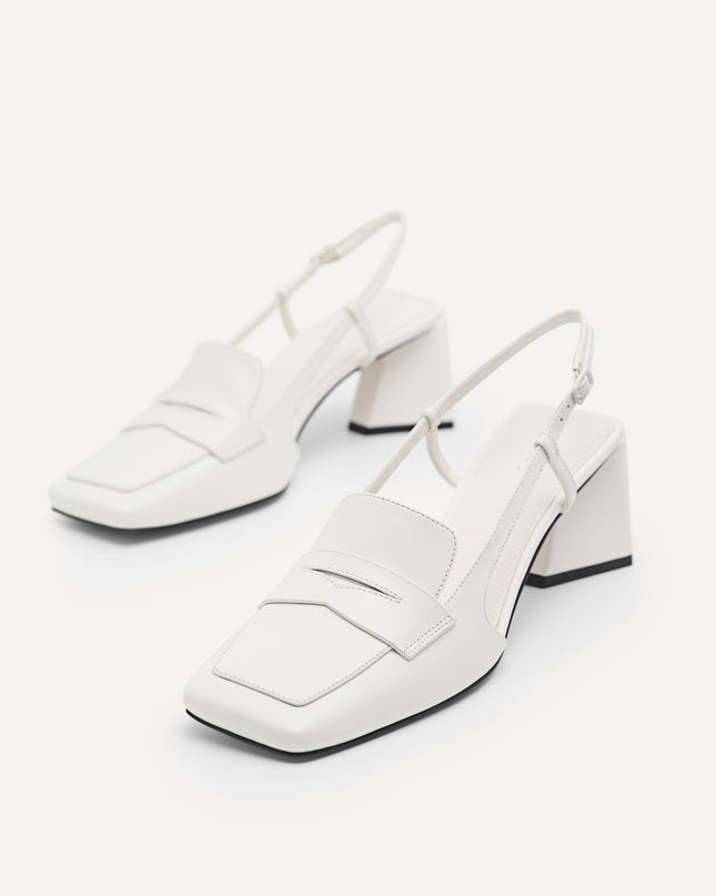 Leather Square-Toe Slingback Pumps