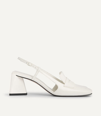Leather Square-Toe Slingback Pumps