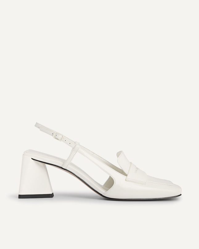 Leather Square-Toe Slingback Pumps