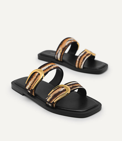 Double Strap Sandals with Buckle Detail