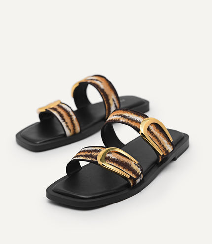 Double Strap Sandals with Buckle Detail