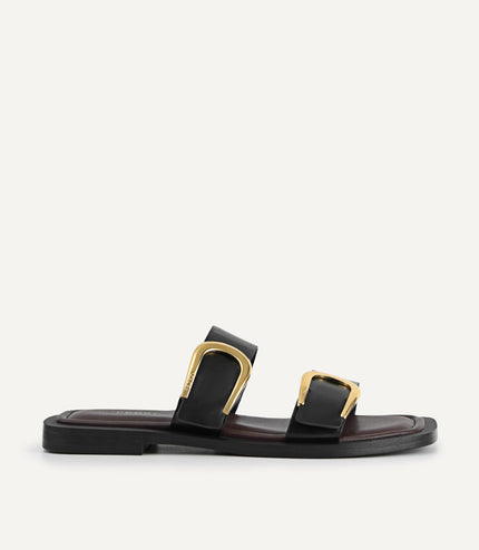 Double Strap Sandals with Buckle Detail