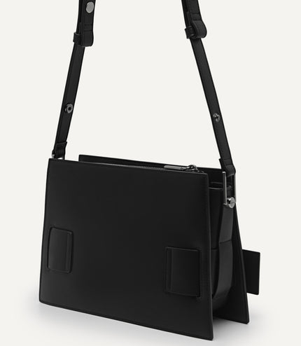 Octagon Buckled Leather Shoulder Bag