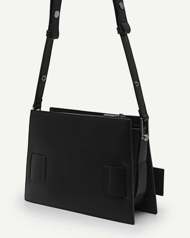 Octagon Buckled Leather Shoulder Bag