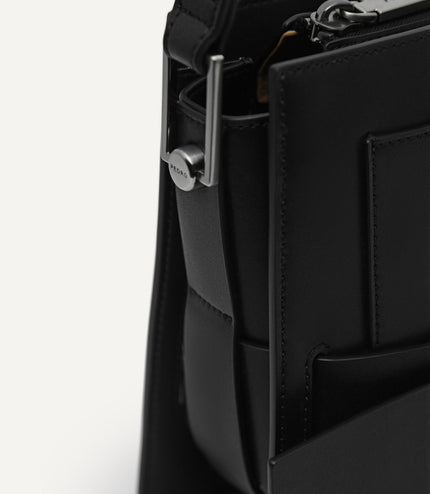 Octagon Buckled Leather Shoulder Bag