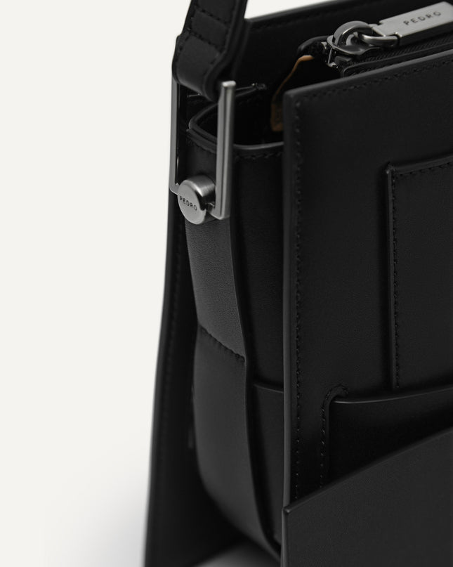 Octagon Buckled Leather Shoulder Bag