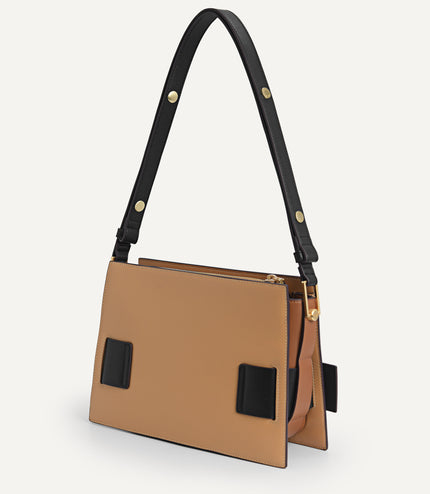 Octagon Buckled Leather Shoulder Bag