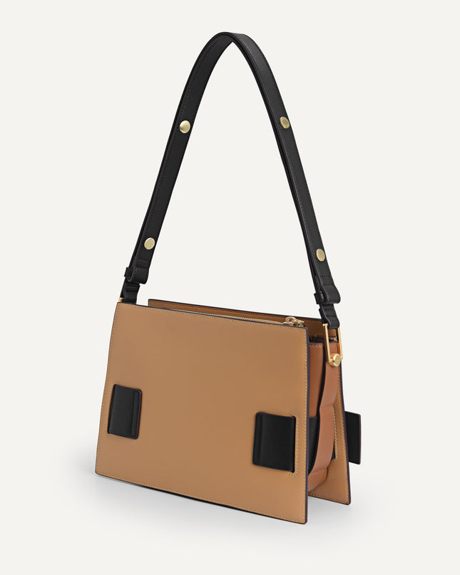 Octagon Buckled Leather Shoulder Bag