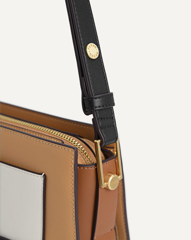 Octagon Buckled Leather Shoulder Bag