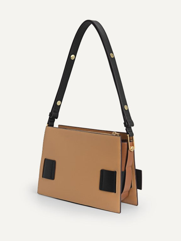 Octagon Buckled Leather Shoulder Bag