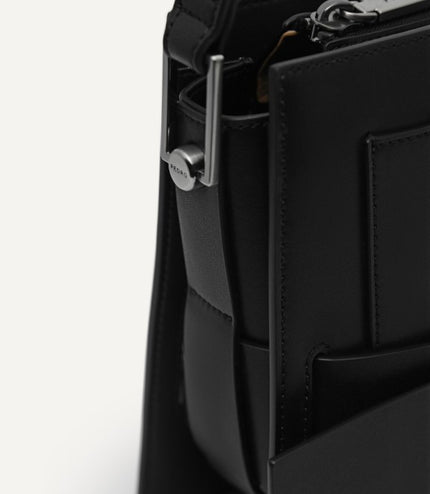 Octagon Buckled Leather Shoulder Bag