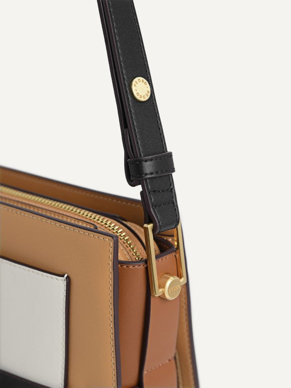 Octagon Buckled Leather Shoulder Bag