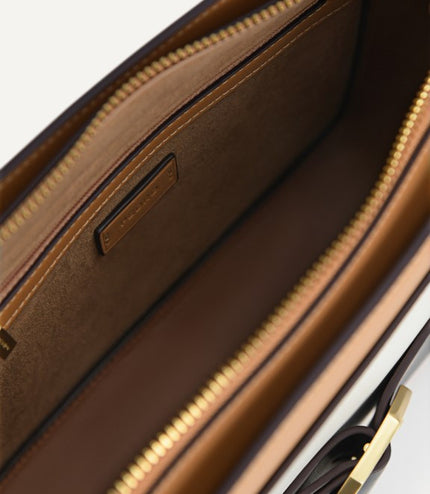 Octagon Buckled Leather Shoulder Bag