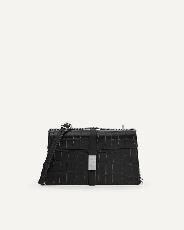Leather Croc-Effect Shoulder Bag