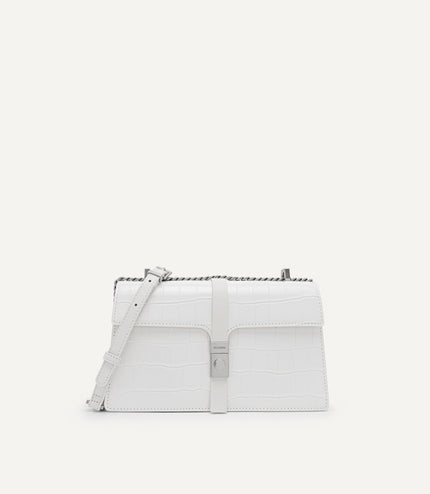 Leather Croc-Effect Shoulder Bag