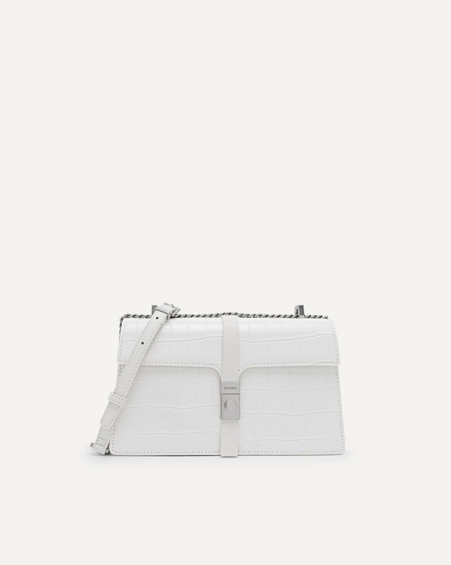 Leather Croc-Effect Shoulder Bag