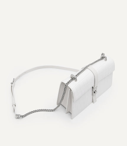 Leather Croc-Effect Shoulder Bag
