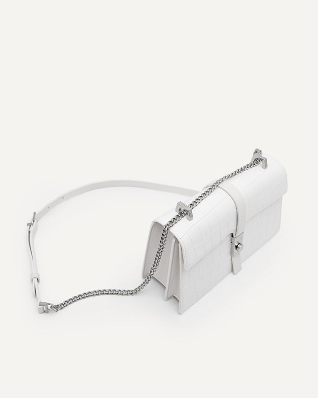 Leather Croc-Effect Shoulder Bag