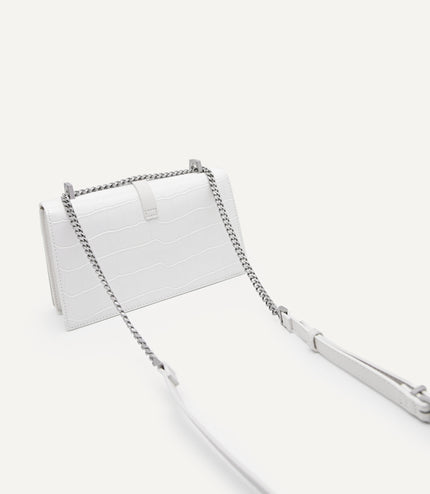 Leather Croc-Effect Shoulder Bag