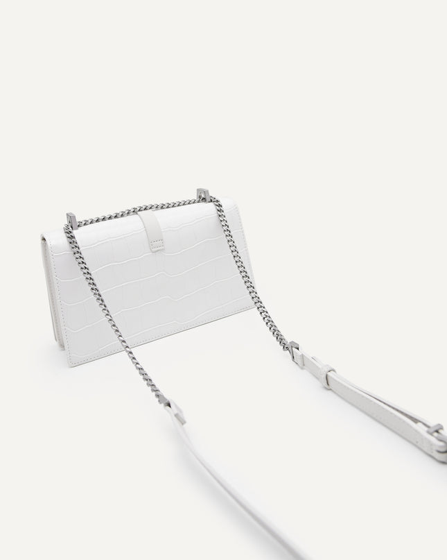 Leather Croc-Effect Shoulder Bag