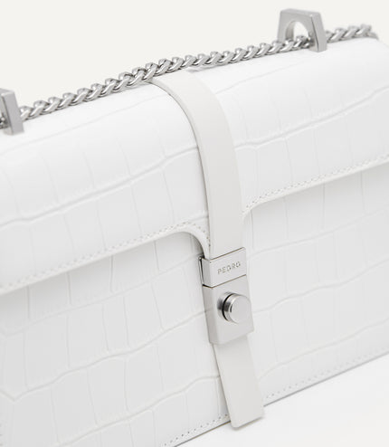 Leather Croc-Effect Shoulder Bag