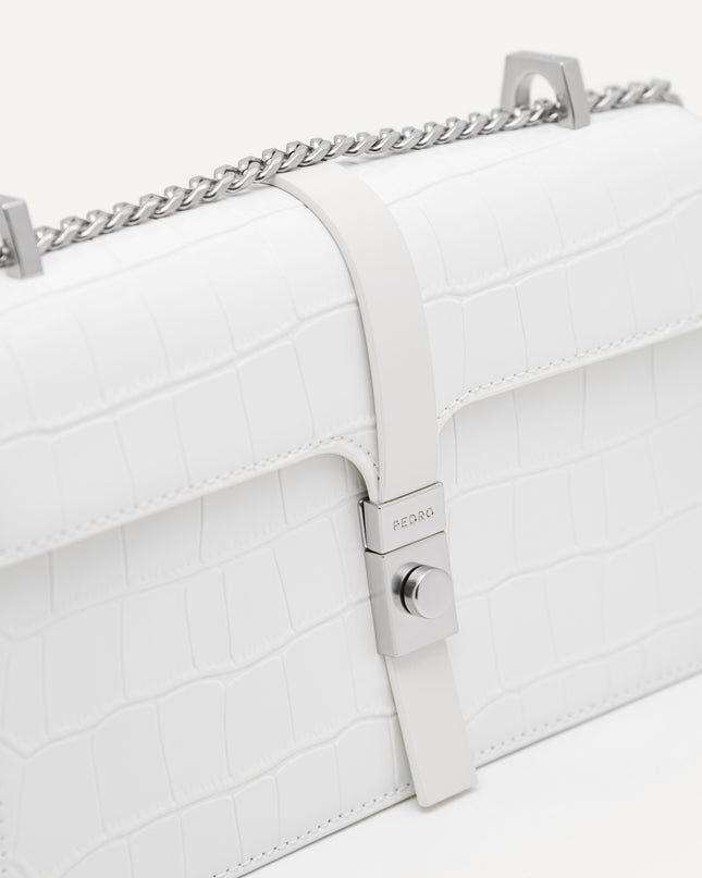 Leather Croc-Effect Shoulder Bag