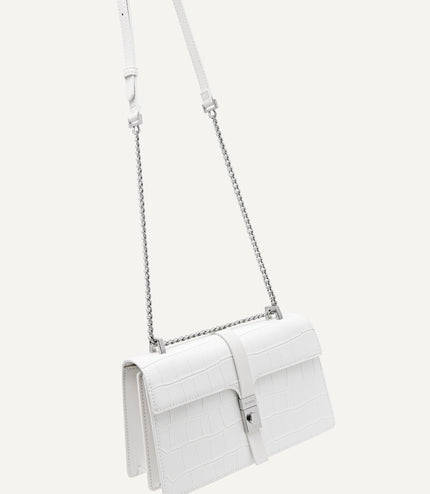 Leather Croc-Effect Shoulder Bag