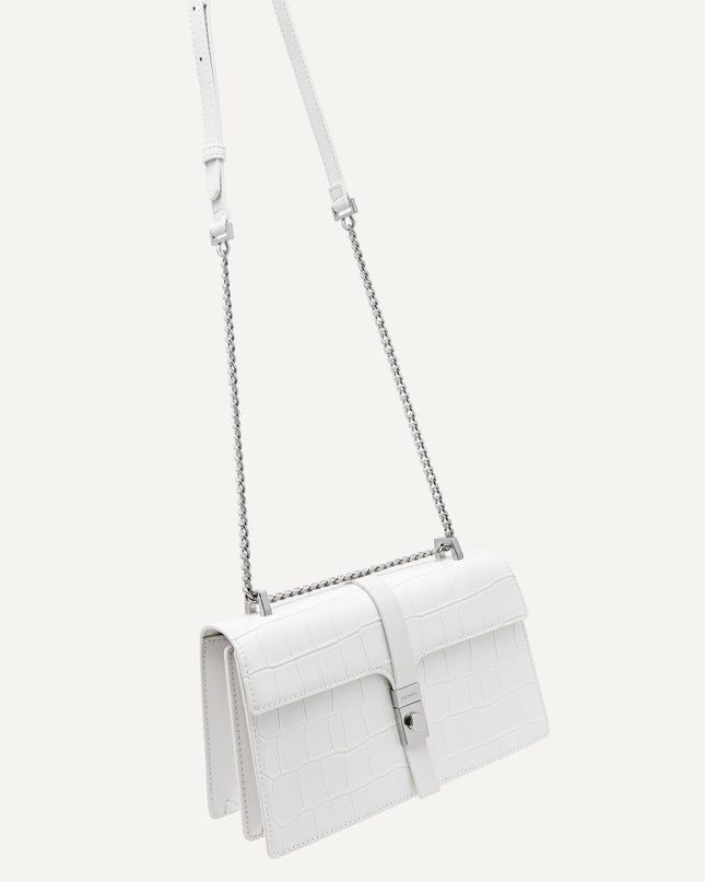 Leather Croc-Effect Shoulder Bag