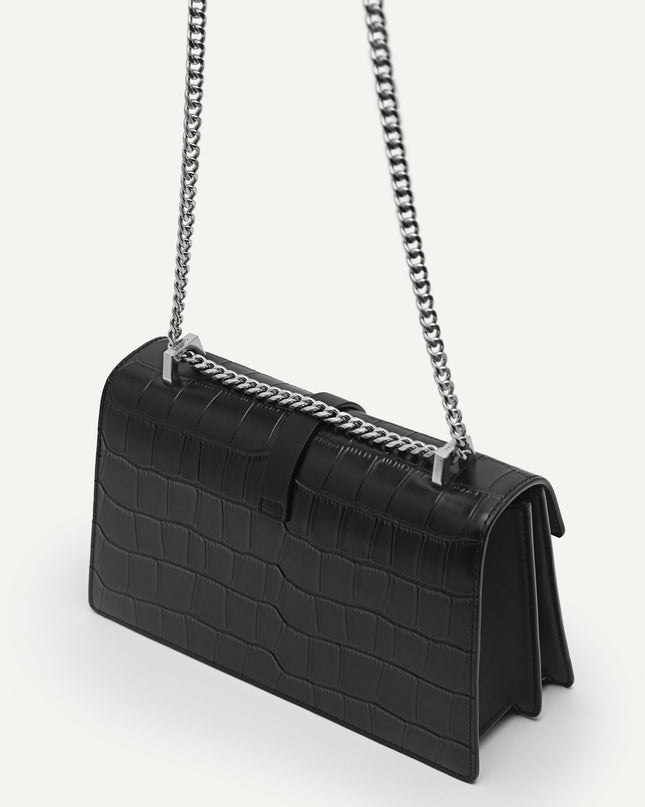 Leather Croc-Effect Shoulder Bag