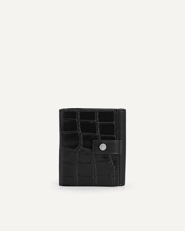 Leather Croc-Effect Tri-Fold Wallet