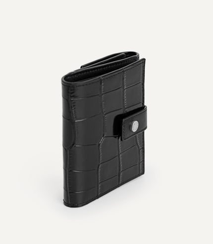 Leather Croc-Effect Tri-Fold Wallet