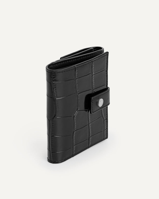 Leather Croc-Effect Tri-Fold Wallet