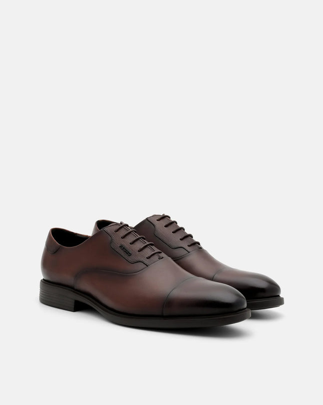 Altitude Leather Captoe Oxford Shoes-Brown