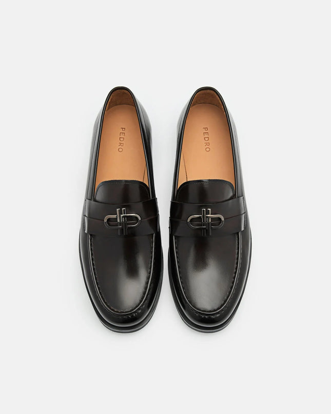 PEDRO Icon Leather Loafers - Dark Brown