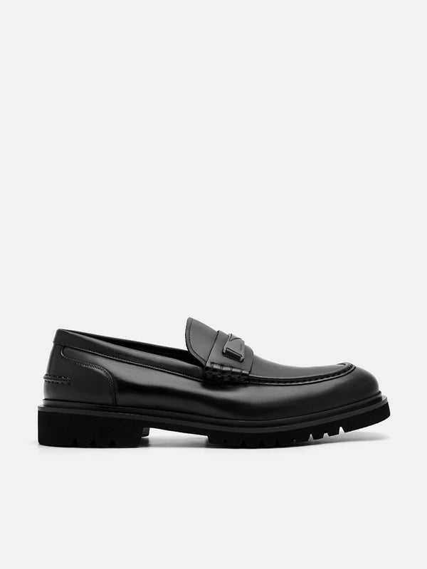 Edge Leather Loafers - Black