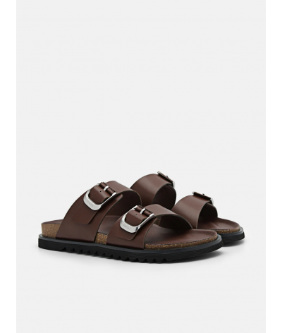 Helix Slide Sandals - Dark brown