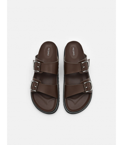 Helix Slide Sandals - Dark brown