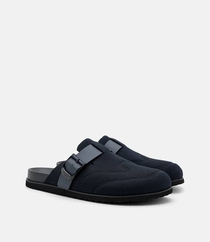 Helix Knitted Mules - Navy Fabric