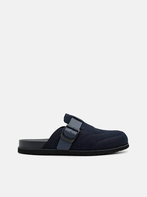 Helix Knitted Mules - Navy Fabric