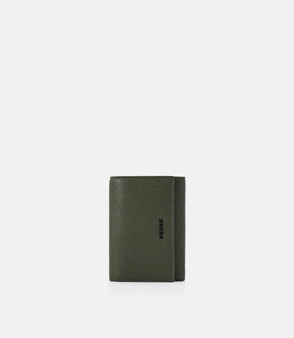 Embossed Leather Key Pouch - Military Green