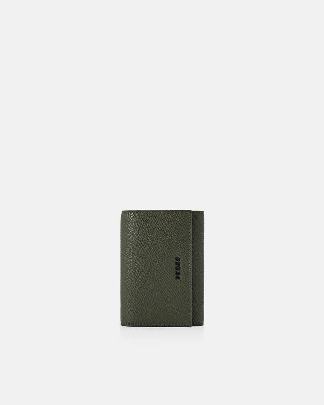 Embossed Leather Key Pouch - Military Green